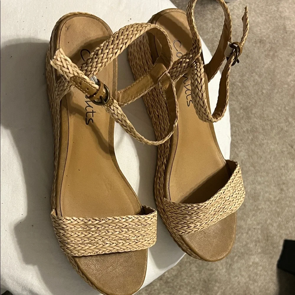 Coconuts by Matisse Braided Strap Wedge Sandals in Natural Tan - Picture 4 of 7